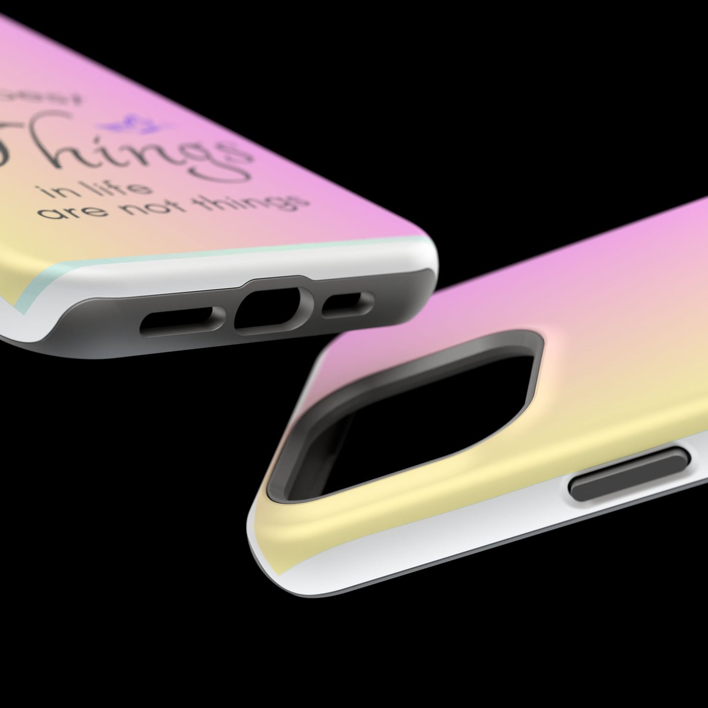 Phone Case - the best  in life are not things  Yellow and Pink