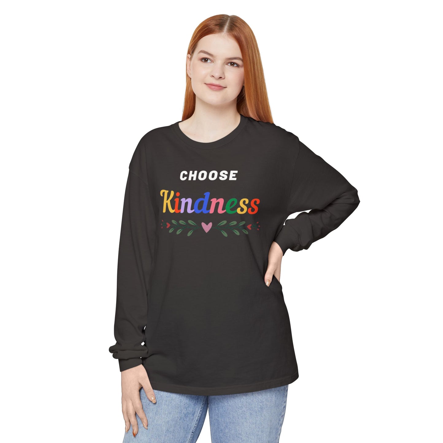 Unisex Choose Kindness Garment-dyed Long Sleeve T-Shirt